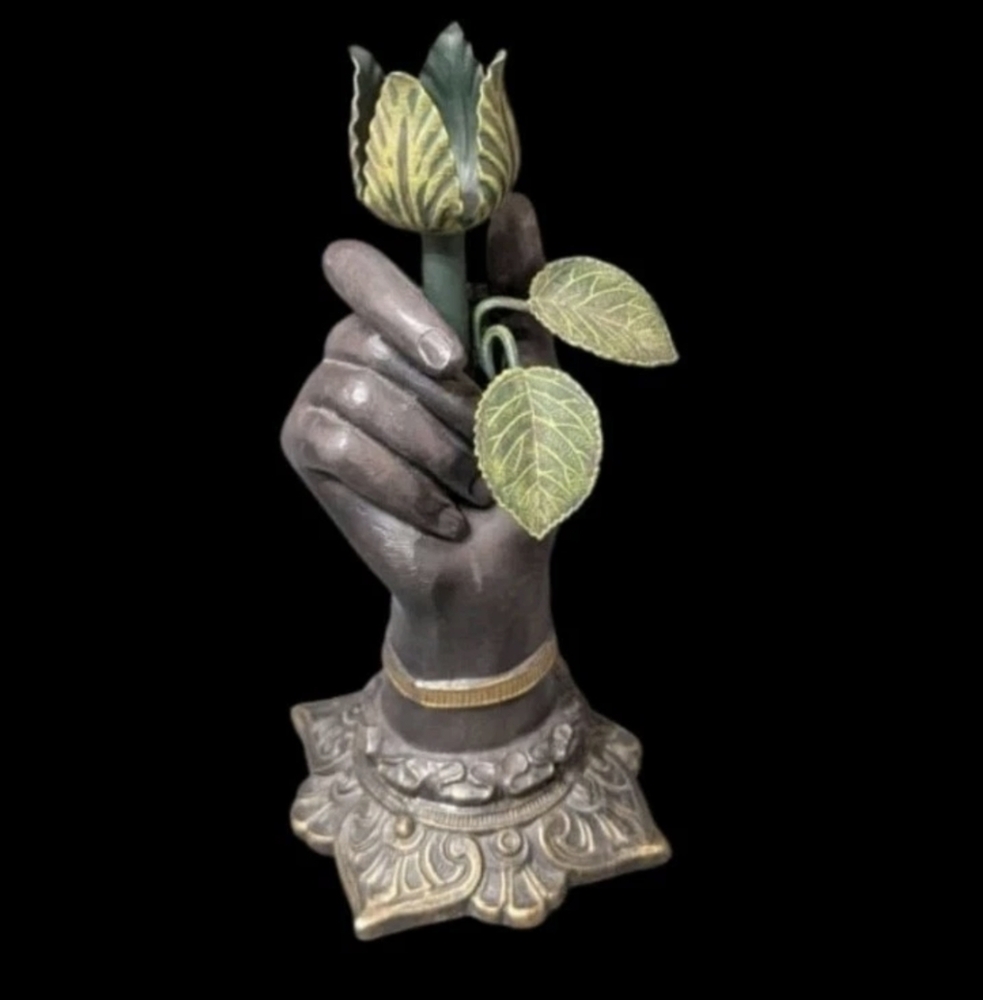 Elegant Brown and Green Hand Candle Holder